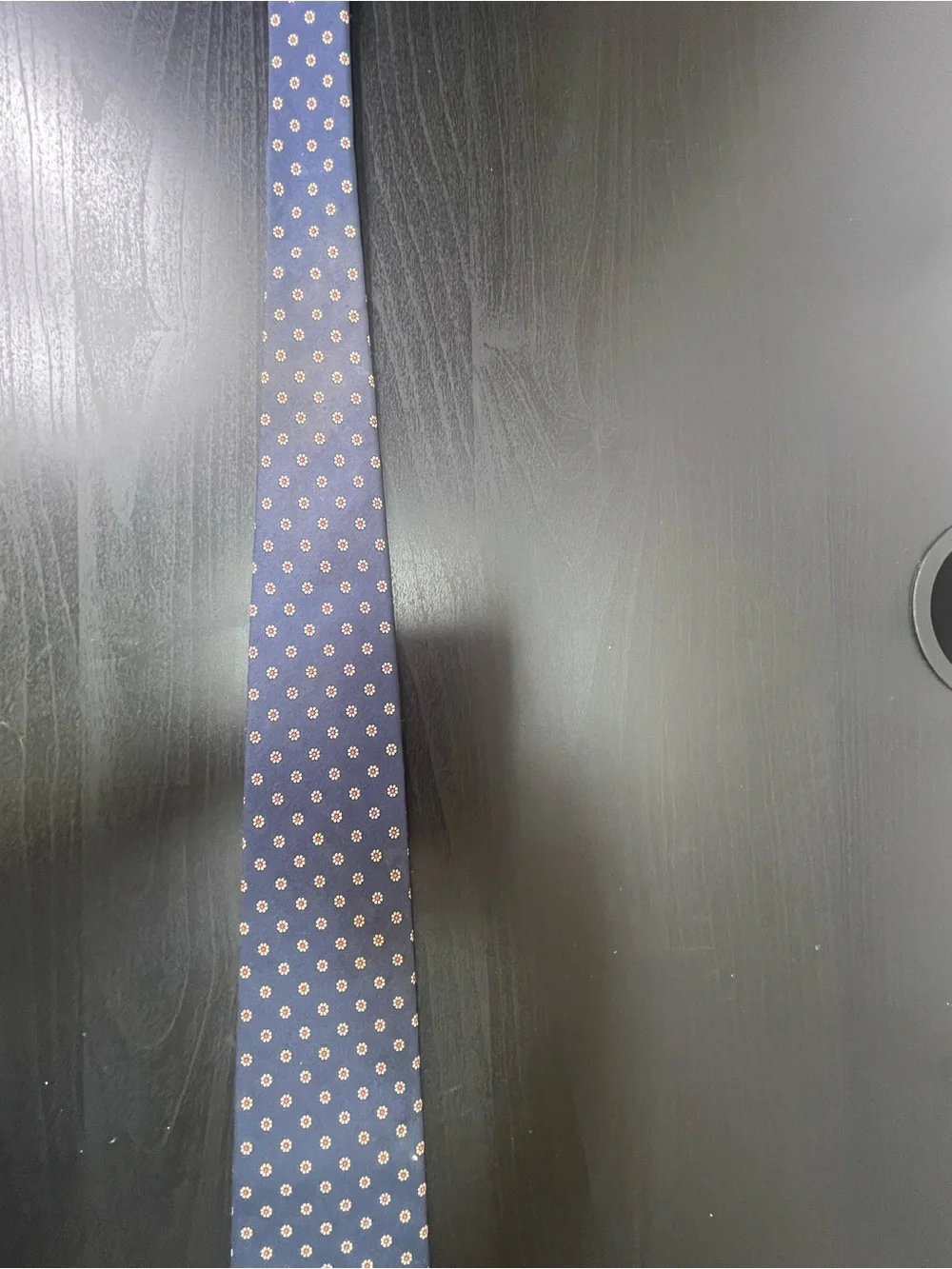 Vintage 1980s Latham House Silk Foulard Tie Medallion Navy Blue Ivy League Trad